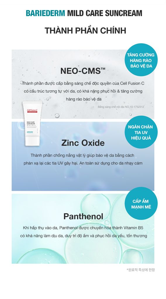 Kem Chống Nắng Vật Lý Tăng Cường Hàng Rào Bảo Vệ Da Cell Fusion C Expert Barriederm Mild Care Suncream SPF 50+/ PA++++