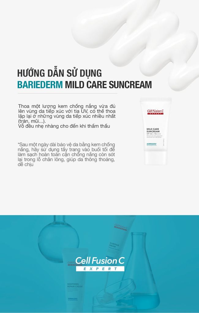Kem Chống Nắng Vật Lý Tăng Cường Hàng Rào Bảo Vệ Da Cell Fusion C Expert Barriederm Mild Care Suncream SPF 50+/ PA++++