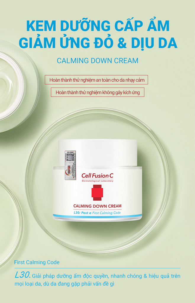 Kem Dưỡng Cấp Ẩm Làm Dịu Da & Giảm Đỏ Trên Da Cell Fusion C Cica Calming Down Cream