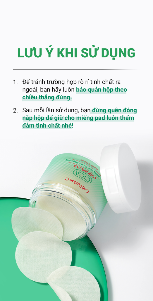 Toner Pad Rau Má Làm Lạnh Hạ Nhiệt -5 Độ Giảm Mụn & Làm Dịu Da Ửng Đỏ Cháy Nắng Cell Fusion C Cica Cooling Pad