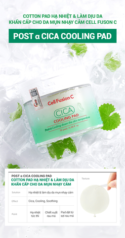 Toner Pad Rau Má Làm Lạnh Hạ Nhiệt -5 Độ Giảm Mụn & Làm Dịu Da Ửng Đỏ Cháy Nắng Cell Fusion C Cica Cooling Pad