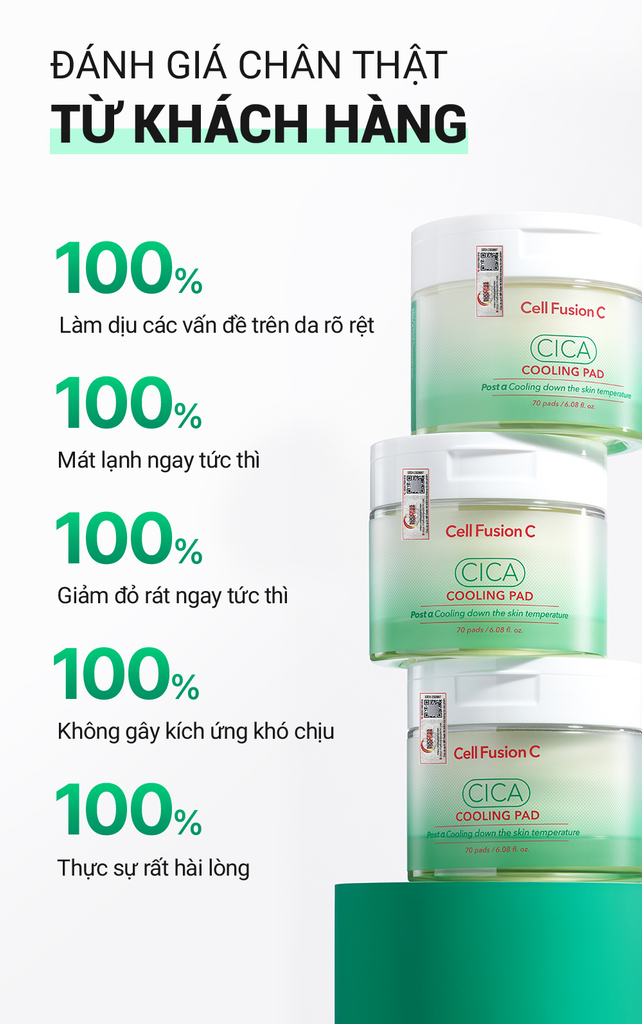 Toner Pad Rau Má Làm Lạnh Hạ Nhiệt -5 Độ Giảm Mụn & Làm Dịu Da Ửng Đỏ Cháy Nắng Cell Fusion C Cica Cooling Pad