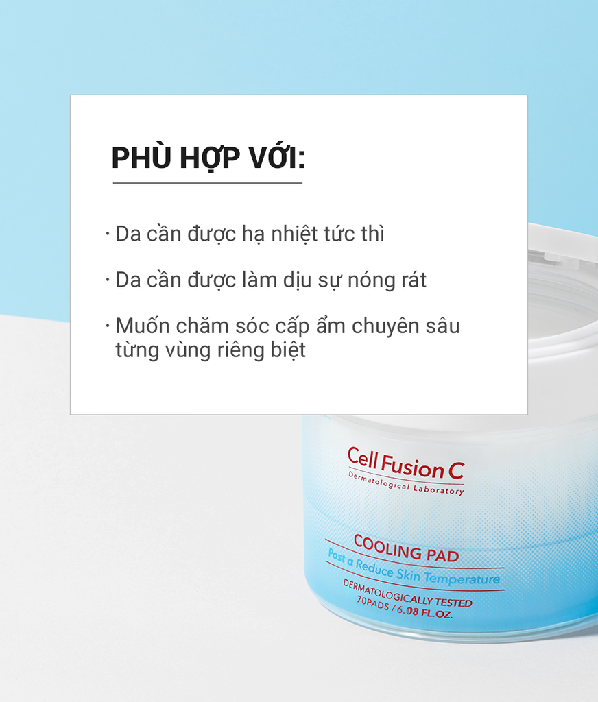 Cotton Pad Làm Lạnh Hạ Nhiệt - 5.7 Độ & Làm Dịu Da Cháy Nắng Ửng Đỏ Khẩn Cấp Cell Fusion C Cooling Pad