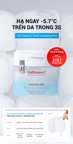 Cotton Pad Làm Lạnh Hạ Nhiệt - 5.7 Độ & Làm Dịu Da Cháy Nắng Ửng Đỏ Khẩn Cấp Cell Fusion C Cooling Pad