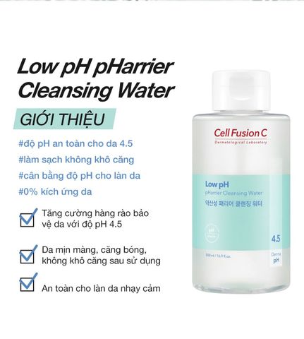 Nước Tẩy Trang Rửa Mặt Cấp Ẩm Cân Bằng độ pH Trên Da Cell Fusion C Low pH Pharrier Cleansing Water