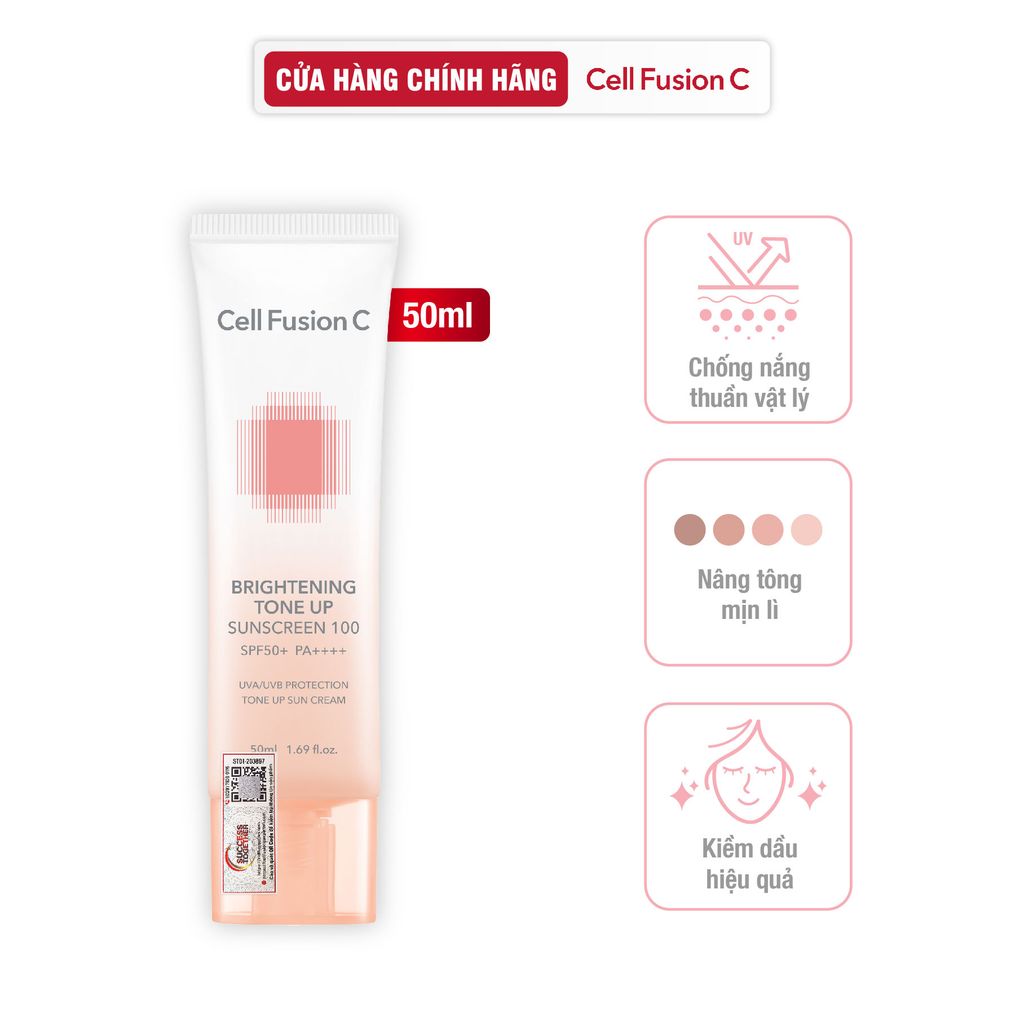 Kem Chống Nắng Nâng Tone Ráo Mịn Kiềm Dầu Cell Fusion C Brightening Tone Up Sunscreen 100 SPF50+ PA ++++
