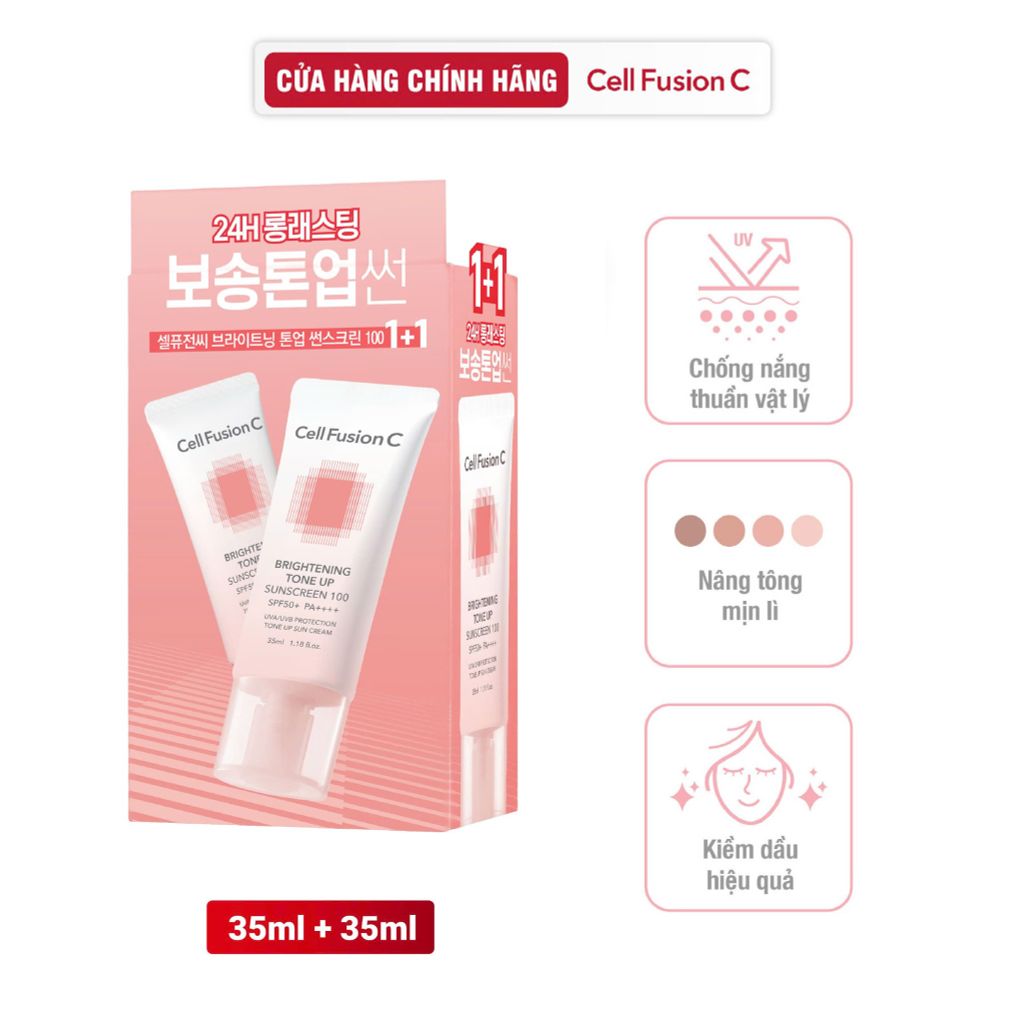 Kem Chống Nắng Nâng Tone Ráo Mịn Kiềm Dầu Cell Fusion C Brightening Tone Up Sunscreen 100 SPF50+ PA ++++