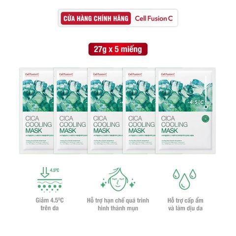 Mặt Nạ Rau Má Hạ Nhiệt -4.5 Độ Giảm Mụn & Làm Dịu Da Ửng Đỏ Cháy Nắng Cell Fusion C Cica Cooling Mask