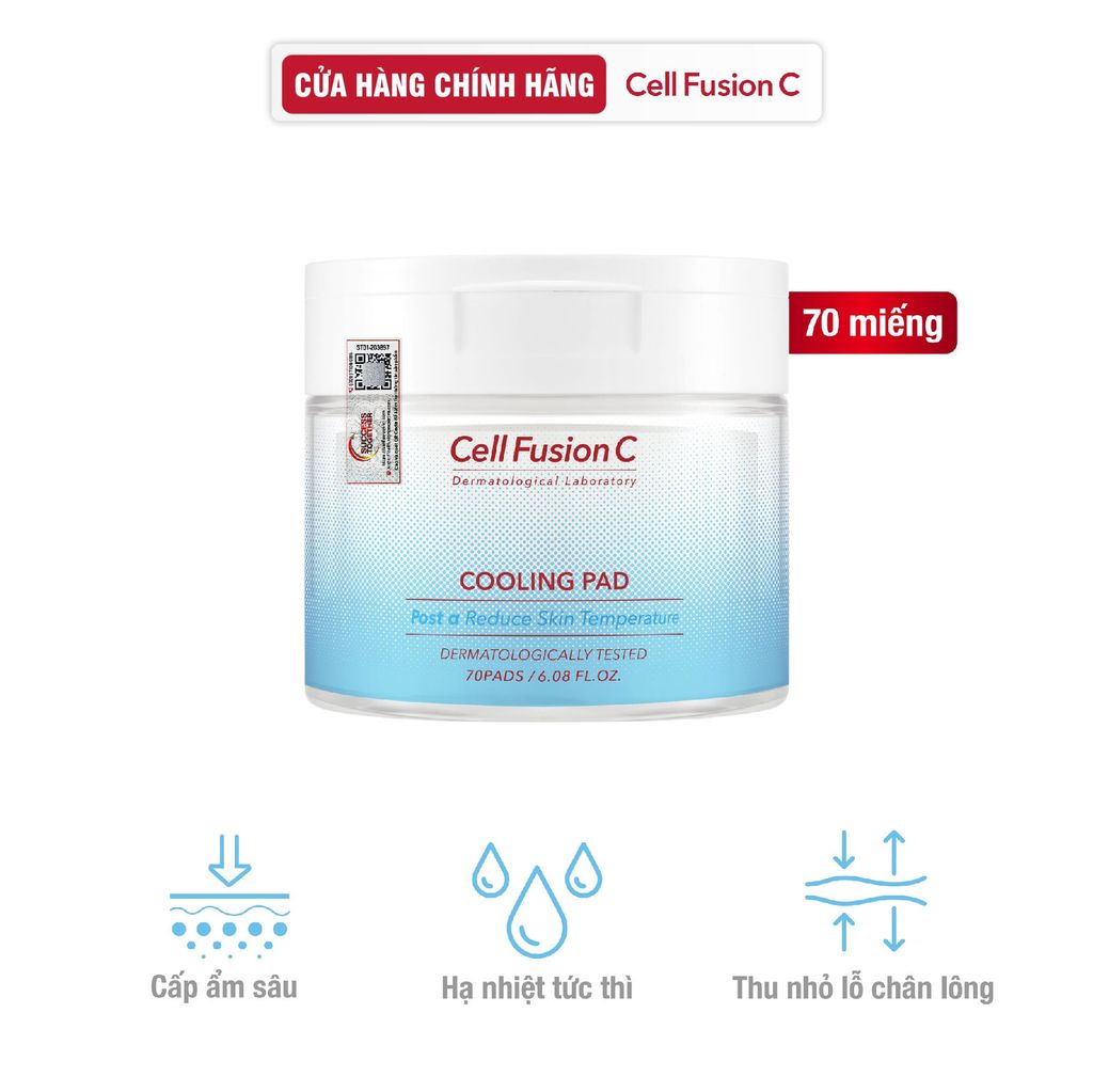 Toner Pad Làm Lạnh Hạ Nhiệt - 5.7 Độ & Làm Dịu Da Cháy Nắng Ửng Đỏ Khẩn Cấp Cell Fusion C Cooling Pad Serene Space Sản Phẩm Chính Hãng