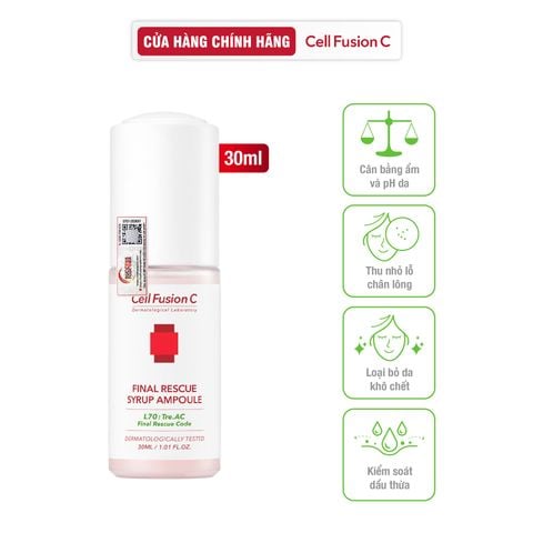 Ampoule Kiểm Soát Dầu & Dưỡng Sáng Da Nhờn Mụn Xỉn Màu Cell Fusion C Final Rescue Syrup Ampoule