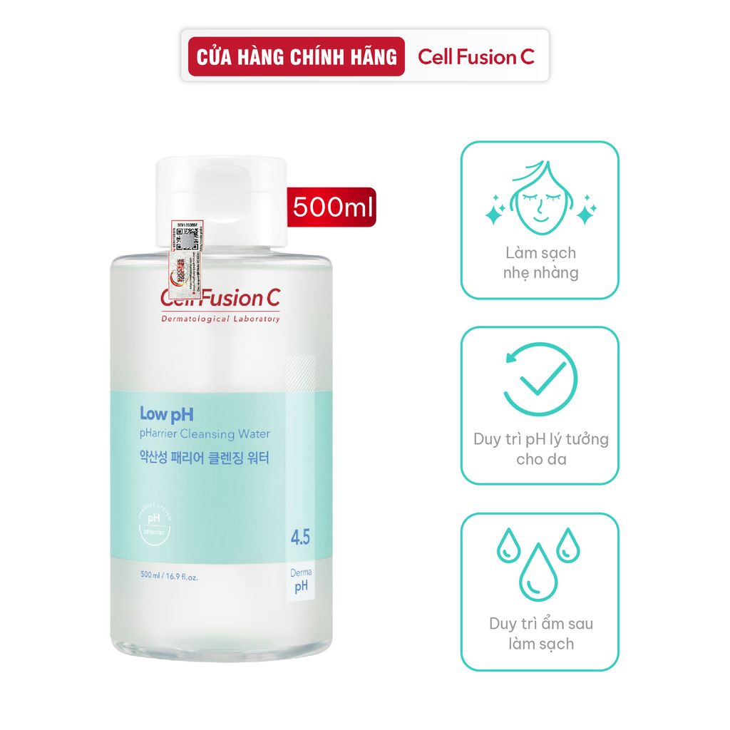 Nước Tẩy Trang Rửa Mặt Cấp Ẩm Cân Bằng độ pH Trên Da Cell Fusion C Low pH Pharrier Cleansing Water Serene Space Sản Phẩm Chính Hãng