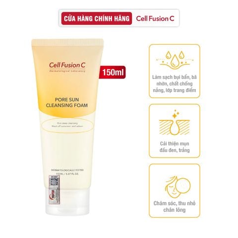 Sữa Rửa Mặt Làm Sạch Chống Nắng & Giảm Mụn Đầu Đen Bã Nhờn Cell Fusion C Pore Sun Cleansing Foam