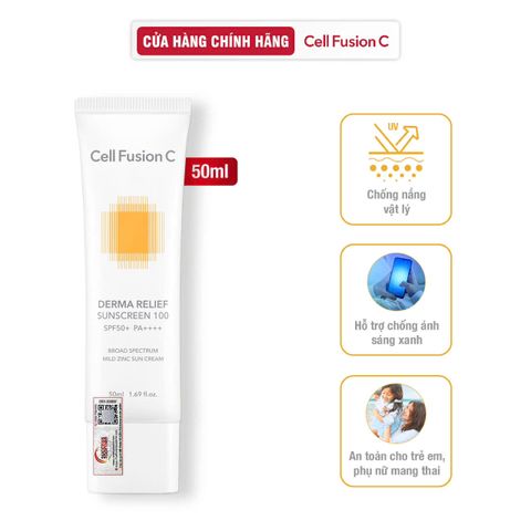 Kem Chống Nắng Thuần Vật Lý An Toàn Cho Mẹ Bầu & Em Bé Cell Fusion C Derma Relief Sunscreen 100 SPF 50+ PA++++