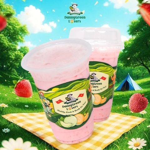 Sữa Chua Dâu Tây Mix Vải Thiều cho ngày thêm chill