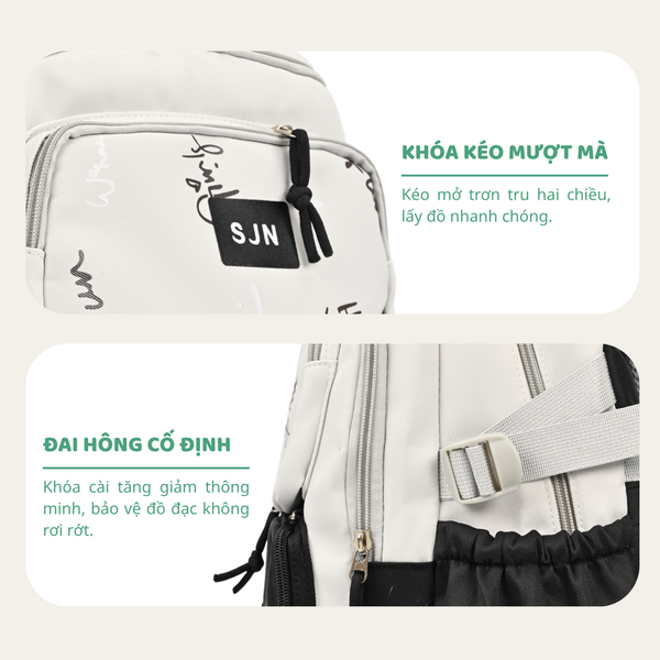 Balo học sinh in họa tiết thời trang – Nhiều ngăn tiện dụng, chất liệu chống nước