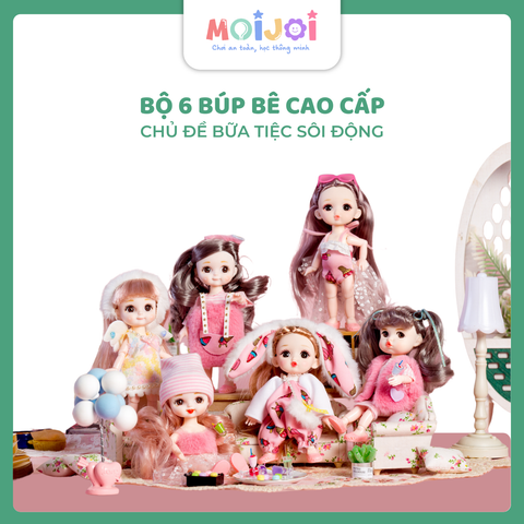 Bộ đồ chơi 6 búp bê kèm trang phục, búp bê mini nhiều kiểu dáng cho bé