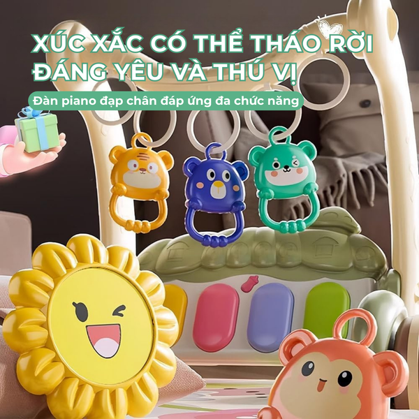 Xe tập đi đa năng kèm đàn piano cho bé – 3 chế độ chơi, nhạc và đồ chơi treo phát triển giác quan