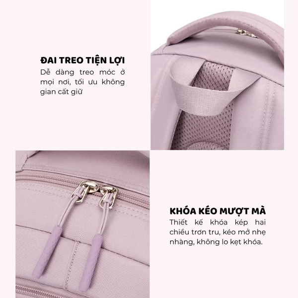Balo thời trang unisex đơn giản nhiều ngăn – Chất liệu chống nước, phong cách Hàn Quốc