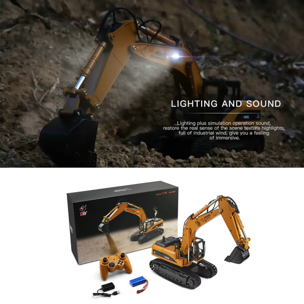 Máy xúc điều khiển từ xa cho bé – Xe công trình mô phỏng, cần xúc linh hoạt, đồ chơi nhập vai công trường