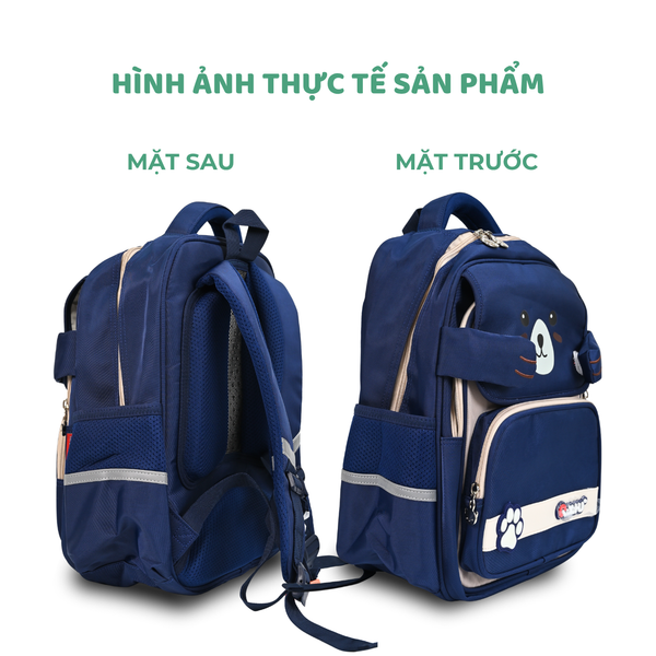 Balo học sinh hình gấu nâu dễ thương – Chất liệu chống nước, nhiều ngăn tiện dụng