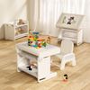 Bộ bàn ghế xếp thông minh T2 – Thiết kế gấp gọn, màu trắng xám Đa năng: lắp ghép, vẽ, cất đồ, chơi