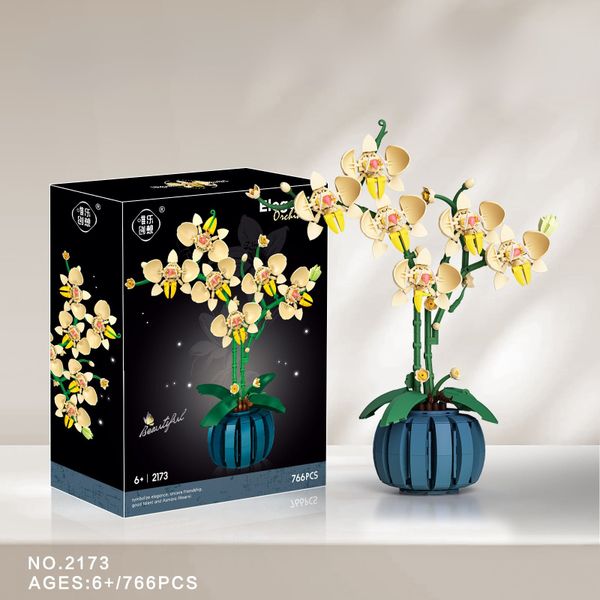 Gạch ghép mô hình bình hoa lan rừng mùa xuân, sắc màu rực rỡ