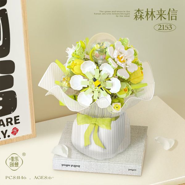 Gạch ghép bình hoa lan rừng, màu sắc tươi tắn, trang trí bàn làm việc, phòng khách...