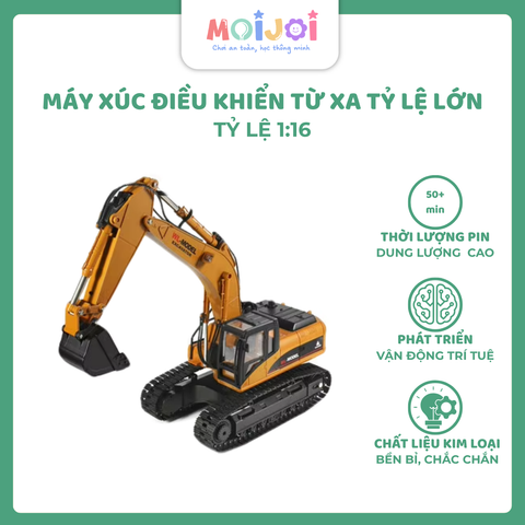 Máy xúc điều khiển từ xa cho bé – Xe công trình mô phỏng, cần xúc linh hoạt, đồ chơi nhập vai công trường