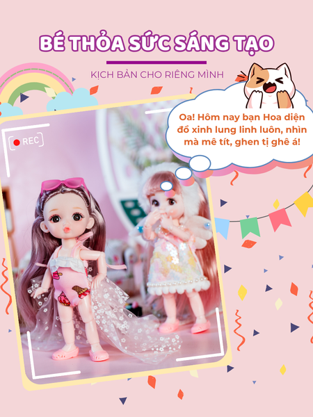 Bộ đồ chơi 6 búp bê kèm trang phục, búp bê mini nhiều kiểu dáng cho bé