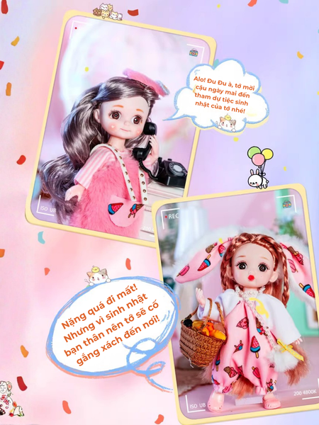 Bộ đồ chơi 6 búp bê kèm trang phục, búp bê mini nhiều kiểu dáng cho bé