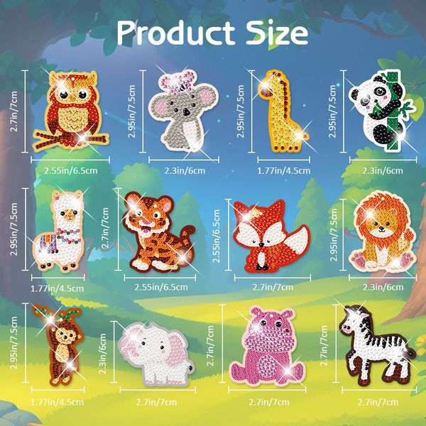 Set 12 móc khóa đính đá DIY mini – Chủ đề lễ hội & động vật dễ thương, tặng kèm dụng cụ thủ công cho bé