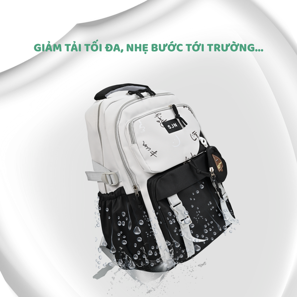 Balo học sinh in họa tiết thời trang – Nhiều ngăn tiện dụng, chất liệu chống nước