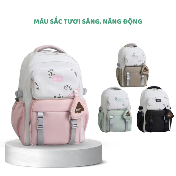 Balo học sinh in họa tiết thời trang – Nhiều ngăn tiện dụng, chất liệu chống nước