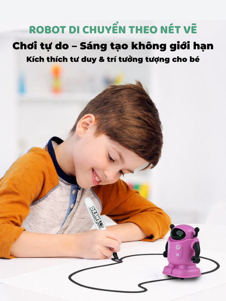 Robot vẽ thông minh DRAWBOT –tự chạy tạo họa tiết, kèm bút dạ, phát triển sáng tạo, lắp dùng nhanh, tạo đường nét độc đáo