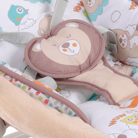 Ghế rung tự động cho bé – Họa tiết gấu dễ thương, tích hợp nhạc và đồ chơi treo