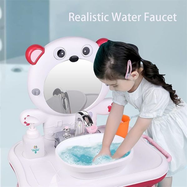 Bộ đồ chơi bồn rửa tay có Nhạc kèm bàn lắp ghép(mầu hồng trắng)