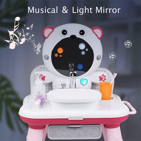 Bộ đồ chơi bồn rửa tay có Nhạc kèm bàn lắp ghép(mầu hồng trắng)