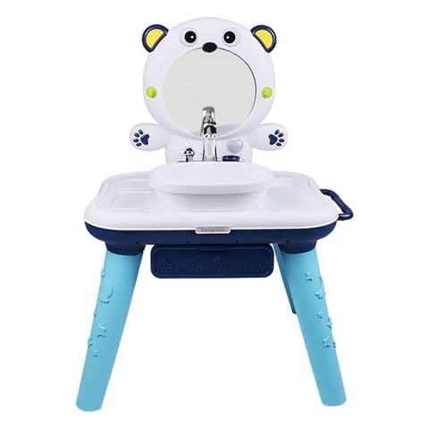 Bộ đồ chơi bồn rửa tay có Nhạc kèm bàn lắp ghép(mầu xanh trắng)