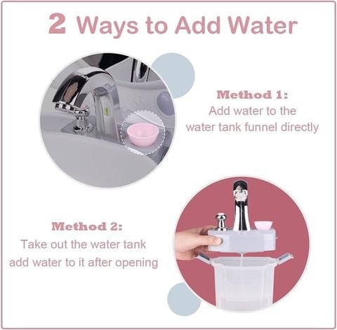 Bộ đồ chơi bồn rửa tay có Nhạc kèm bàn lắp ghép(mầu hồng trắng)