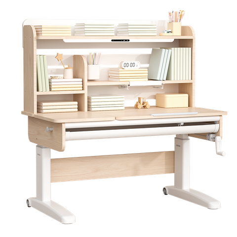 Bộ bàn ghế học sinh thông minh Suri cao cấp – Tích hợp đèn LED, giá sách, ghế công thái học, điều chỉnh đa năng, chống gù chống cận