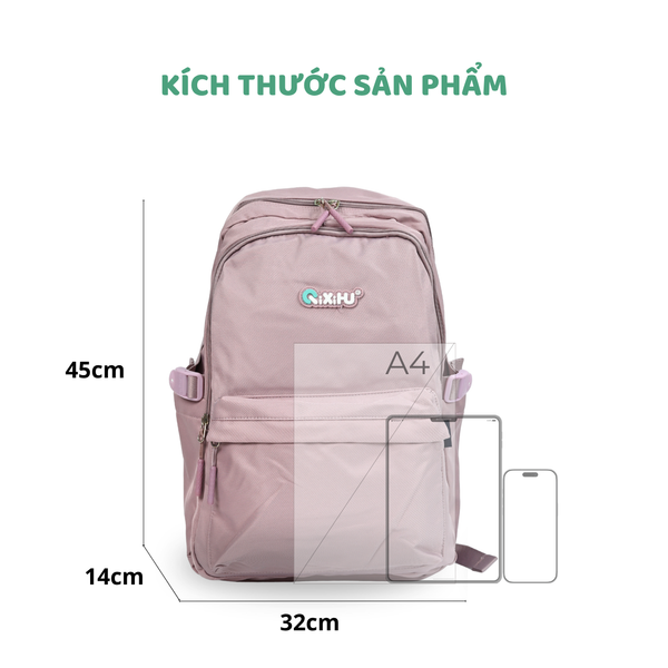Balo thời trang unisex đơn giản nhiều ngăn – Chất liệu chống nước, phong cách Hàn Quốc
