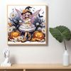 Tranh đính đá 5D Cô Bé Phù Thủy Halloween – Nghệ thuật Fantasy, kích thước 30x30cm, trang trí và quà tặng độc đáo