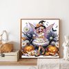 Tranh đính đá 5D Cô Bé Phù Thủy Halloween – Nghệ thuật Fantasy, kích thước 30x30cm, trang trí và quà tặng độc đáo