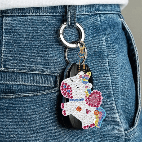 Set 5 móc khóa đính đá DIY mini – Hình thú, nàng tiên cá & bánh cupcake, sáng tạo thủ công cho bé