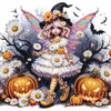 Tranh đính đá 5D Cô Bé Phù Thủy Halloween – Nghệ thuật Fantasy, kích thước 30x30cm, trang trí và quà tặng độc đáo