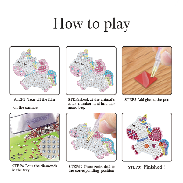 Set 5 móc khóa đính đá DIY mini – Hình thú, nàng tiên cá & bánh cupcake, sáng tạo thủ công cho bé