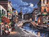 Bộ tranh canvas phong cảnh thành phố Venice về đêm 27 – Tranh tô màu theo số, Không khung, kèm màu, cọ, giấy phác thảo, hình mẫu