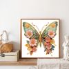 Tranh đính đá con bướm nghệ thuật – Họa tiết hoa nổi 3D sang trọng, kích thước 30x30cm