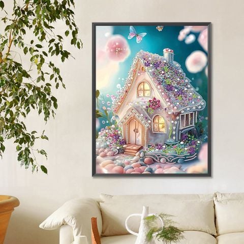 Tranh đính đá 5D ngôi nhà cổ tích – kit diy hoàn chỉnh 30x40cm