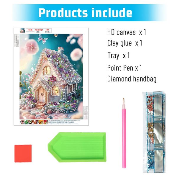 Tranh đính đá 5D ngôi nhà cổ tích – kit diy hoàn chỉnh 30x40cm
